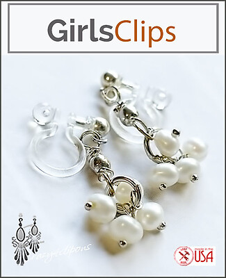 Mini Fashionista: Pearl Quartet Clip Earrings for Stylish Girls