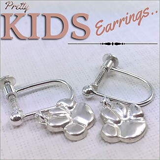 Puppy Love Paws: Sterling Silver Kids Clip Earrings