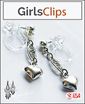 Adorable Hearts Galore: Dangling Heart Clip-On Earrings for Girls