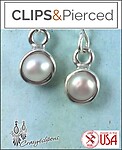Encased Pearls. Kids Clip On Earrings