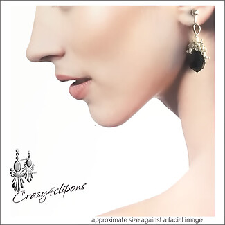 Black Teardrop Elegance with Dripping Pearls Earrings