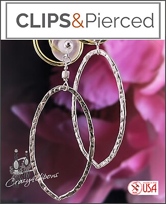 Dangling Sterling Silver Hoop Earrings - Choose Pierced for Clips