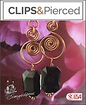 Hand-Crafted Copper Clip Earrings with Dazzling Black Crystals
