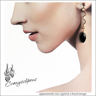 Artisan Copper & Onyx Drop Clips Earrings