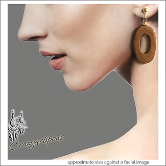 Hand cut Wood Hoop Earrings | Your choice: Pierced or Clips