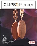 Wood & Copper Long Dangling Clip Earrings