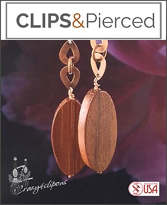 Copper & Wood Bohemian Earrings | Your choice: Pierced or Clips