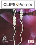 Sterling Silver Linear Clip Earrings with Dazzling Crystals