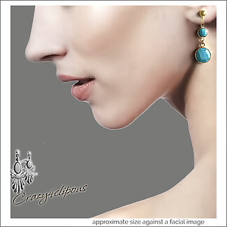 Double Drop Turquoise Clip Earrings in 14K Vermeil