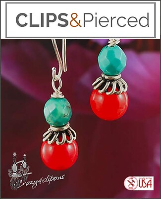 Summer Ready. Turquoise/Coral Earrings | Pierced or Clips