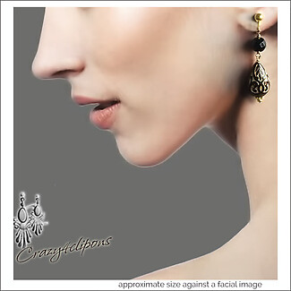 Lexi Black Gold & Onyx Earrings | Pierced or Clips