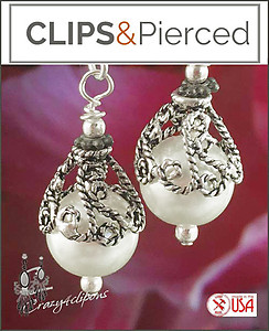 Crowned Faux-Pearl Earrings | Pierced or Clips
