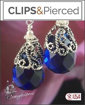 Versatile Chic: Classic Blue Stone Clip Earrings