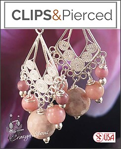 Modern Elegance: Dusty Pink Gemstone Clip Earrings