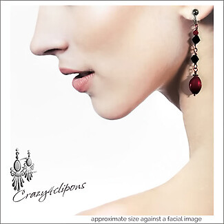 Artisan Black & Red Dangling Earrings| Pierced or Clips