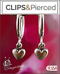 Everyday Love: Small Clip Hoops with Heart Charms