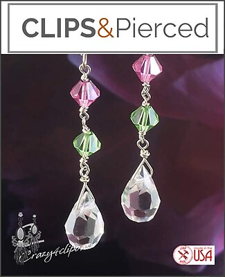Sweet Dangling Swarovski Crystal Earrings | Pierced or Clips