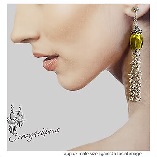 Blossomin Pearl Tassel Elegance. Long Clip Earrings