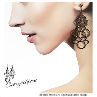 Gold Danglers with Mini-Hoops Clip Earrings