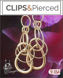 Light and Majestic: Fun Gold Dangling Hoops Clip Ons