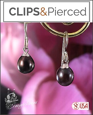 Dainty Black Pearl Earrings | Pierced & Clip Ons