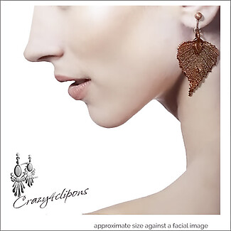 Nature's Elegance: Real Leaf Copper Clip Earrings