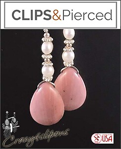 Pink Peruvian Opal Earrings | Pierced or Clip-ons