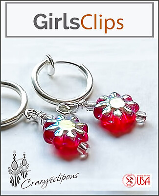 Whimsical Blooms: Colorful Floral Clip-On Earrings for Girls