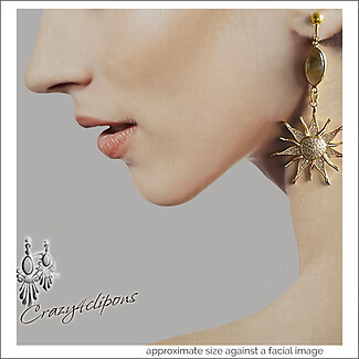 Bohemian Radiance: Luxe Labradorite Clip Earrings