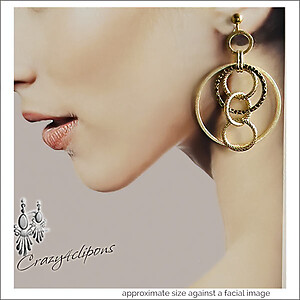Bohemian Elegance: Luxe Dangling Hoops Clip Earrings