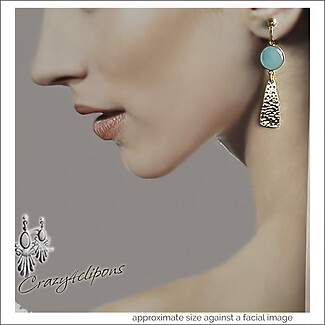 Ocean Elegance: Blue Chalcedony Dangle Clip Earrings