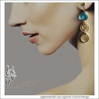 Radiant Elegance: Blue Topaz Dangling Clip Earrings