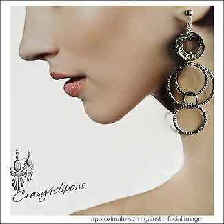 Bohemian Chic: Abalone Boho Dangling Hoop Clip Earrings