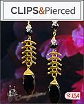 Dazzling Onyx Dangling Clip Boho-Lux Earrings