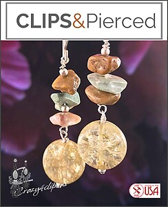 Cracked Glass Dangling Earrings: Glam up your Style. Clipon & Pierced