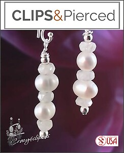 Effortlessly Chic Petite Moonstone & Pearls Earrings - Clipon and Pierced