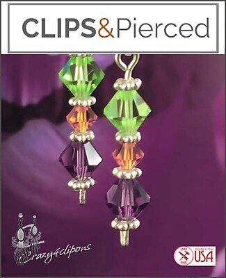 Sparkling & Colorful Swarovski Crystals Earrings - Pierced or Clipon