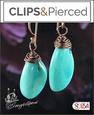 Chic Summer Style. Turquoise-like (Clipon & Pierced) Earrings