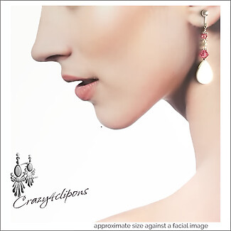 Beautiful Mother of Pearl w/ Swarovski Crystal Earrings - Clipon or Pierced