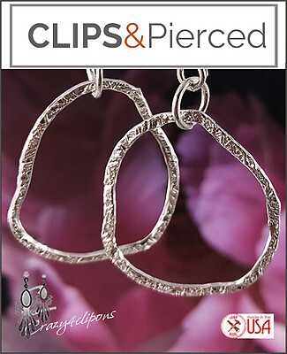 Sparkle in Style-Clip On and Pierced Sterling Silver Hammered Hoop Earrings