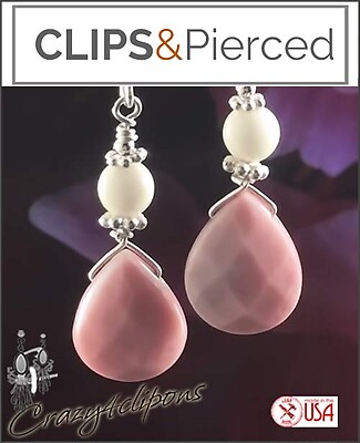 Beautiful Pink Peruvian Opal Earrings (Pierced or Clip-Ons)