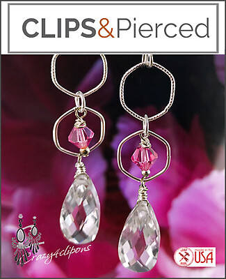 Easter Pierced & Clipon Dangling Crystal Earrings