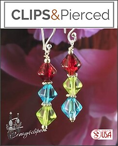 Fun, Affordable De Colores Bicone Earrings - Pierced or Clipon