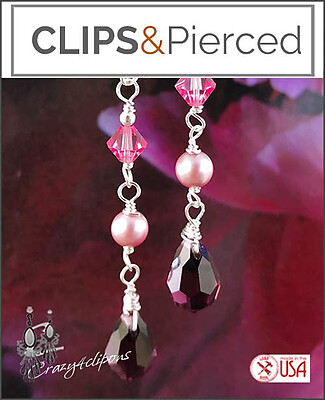 Dazzling Dangling Crystals and Pearls Clip On Earrings