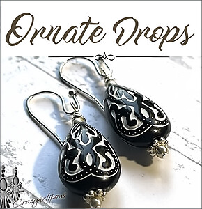 Chic in Paisley Black and White Pierced or Clipon Earrings