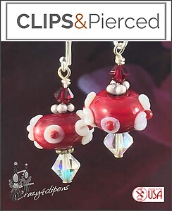 Artsy! LampWork Red Clip Earrings