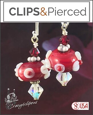 Artsy! LampWork Red Clip Earrings