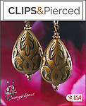 Etched Bronzed Teardrop Clip earrings