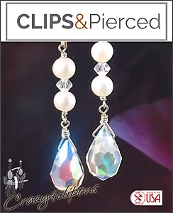 Pearls and Crystals Earrings | Pierced or Clip-ons