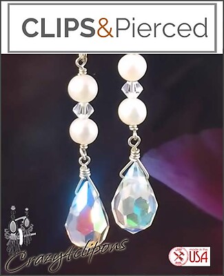 Pearls and Crystals Earrings | Pierced or Clip-ons